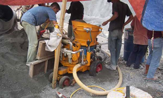 Application of concrete gunning machine